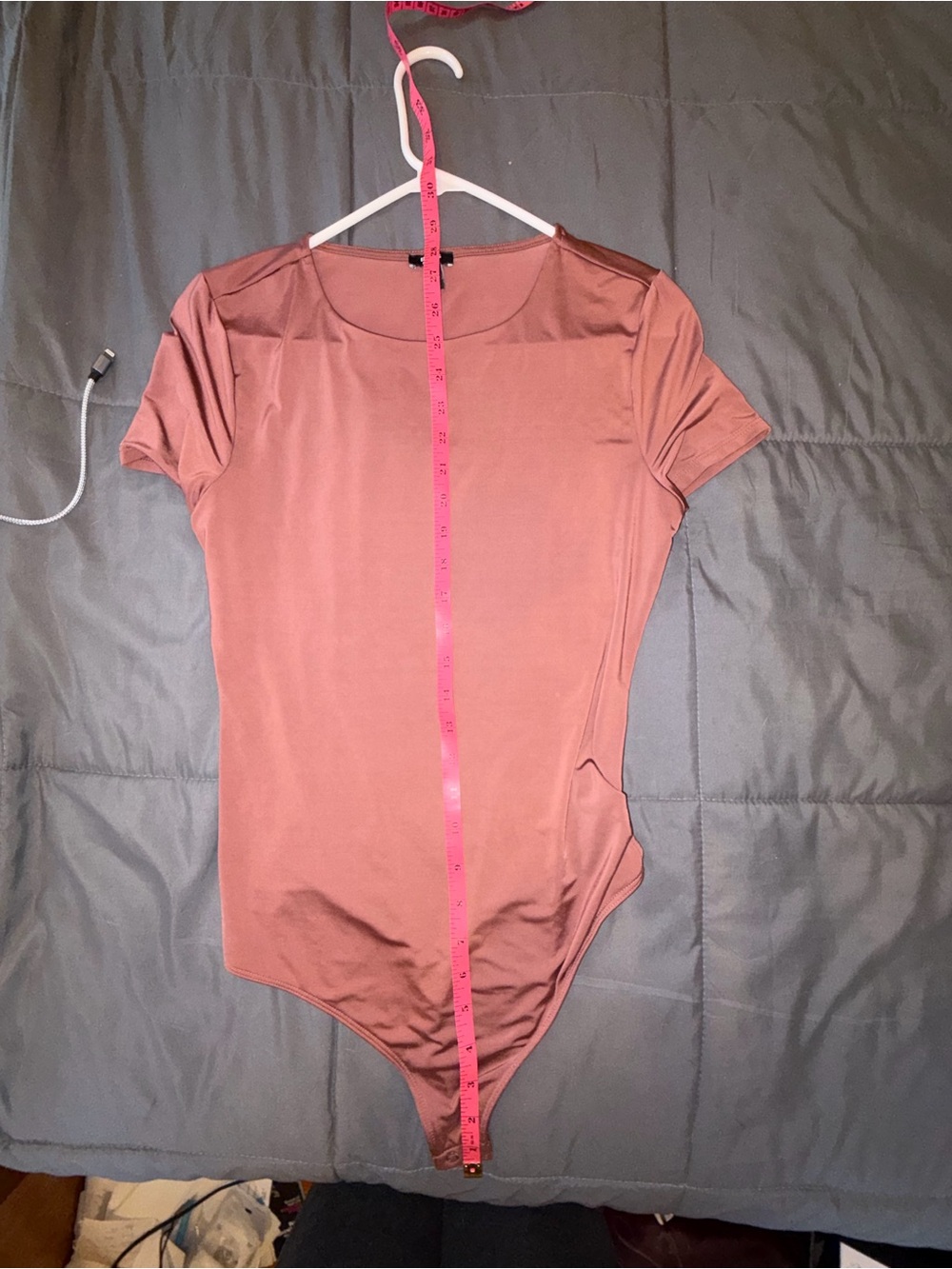 Express Body Contour Mauve Brown Scoop Neck Short Sleeve Bodysuit M - Picture 5 of 7